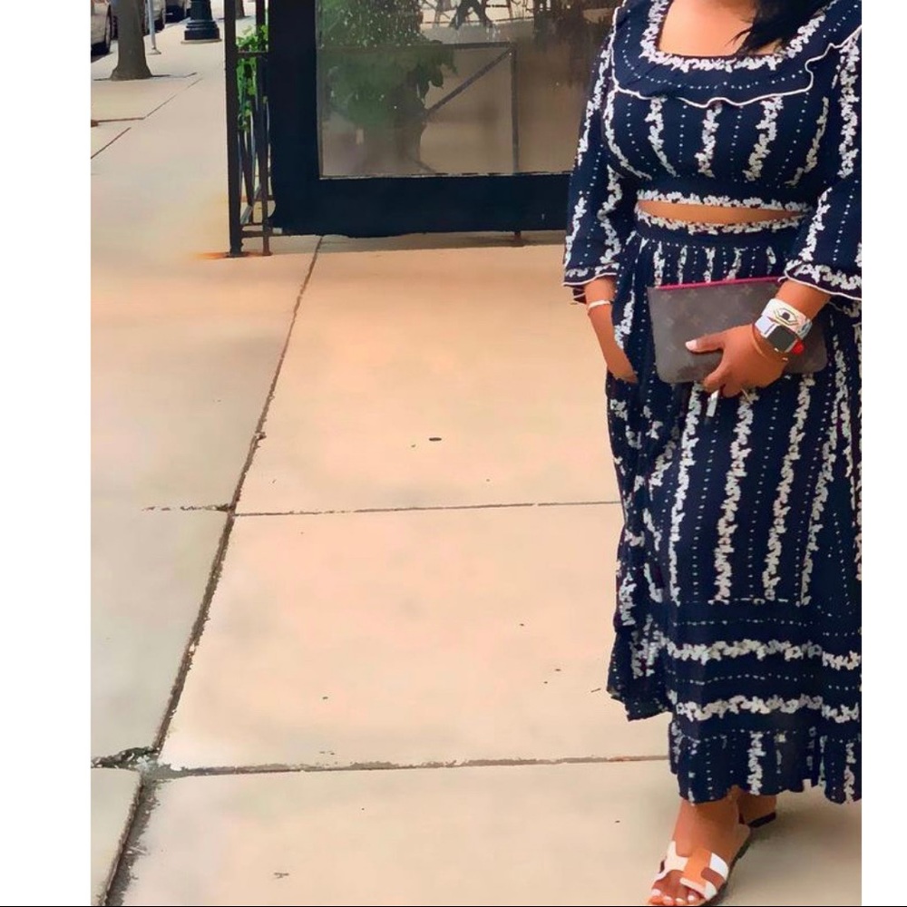 Free People Black and White Long Sleeve Maxi Dress Set Large - Picture 14 of 14